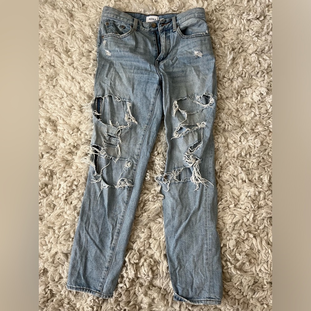 Size 4 Pistola high rise boyfriend ripped jeans